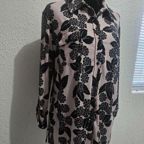 Karl Lagerfeld Paris Womens Floral Button-Up Blouse size L corporate grunge - Picture 6 of 10